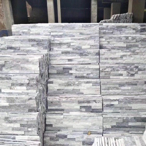 Alaska Gray Stacked Ledger Panel Natural Slate Wall Tile