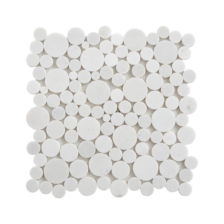 Ariston White Marble 11.81 in. x 11.81 in. Round Natural Stone Polished Mosaic Tile (0.97 sq. ft./ piece)