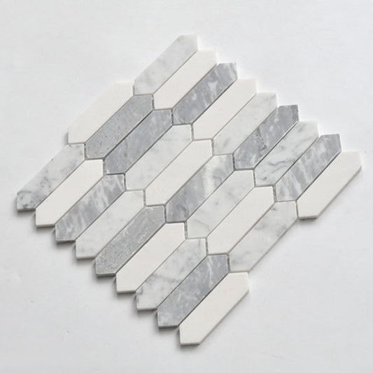 Bianco Carrara Marble 10.81 in. x 11.42 in. Hexagon Natural Stone Polished Mosaic Tile