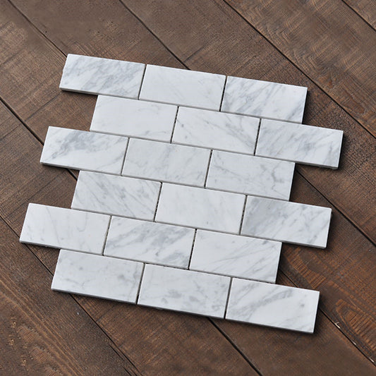 Bianco Carrara White Marble 12 in. x 12 in.  Subway Pattern Natural Stone Polished Mosaic Tile (1 sq. ft./ piece)