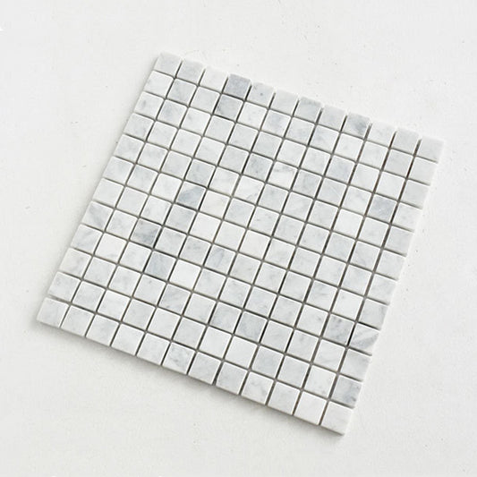 Bianco Carrara White Marble Square Pattern Natural Stone Polished Mosaic Tile