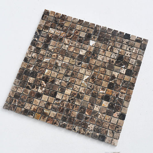 Emperador Dark Marble Square Pattern Natural Stone Polished Honed Mosaic Tile (Chip Size: 15x15MM)