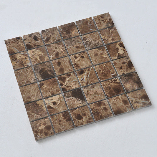 Emperador Dark Marble Square Pattern Natural Stone Polished Honed Mosaic Tile (Chip Size: 48x48mm)