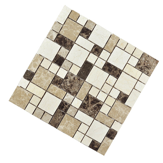 Mix Color Marble Square Pattern Natural Stone Polished Mosaic Tile