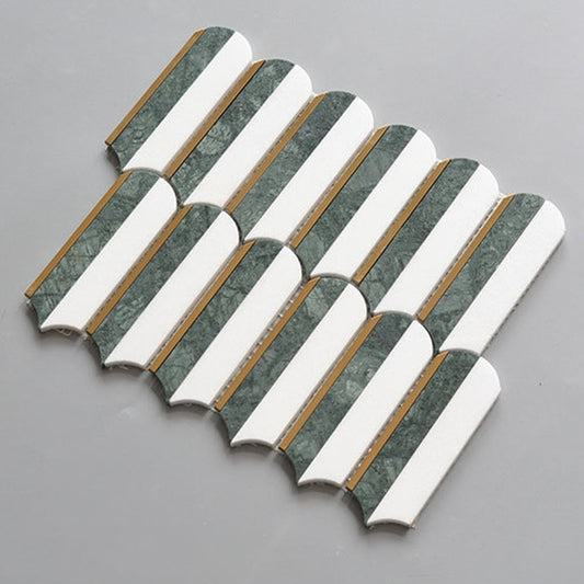 Mixed Marble with Brushed Metal Mosaic Tile 11.22 in. x 9.84 in.  (0.77 sq. ft./ piece)