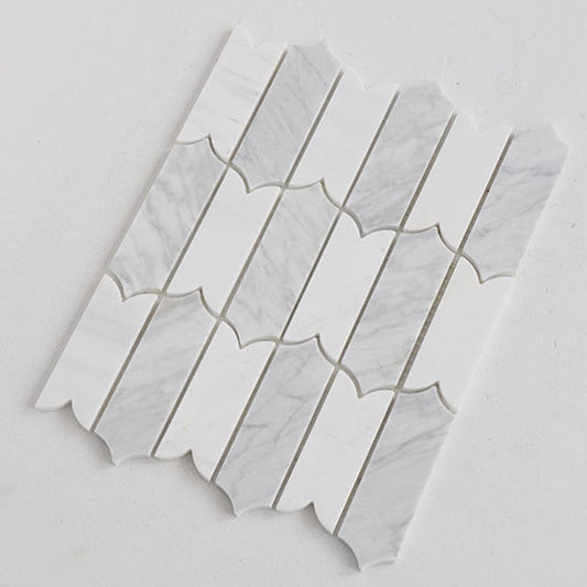 White Marble 10.04 in. x 12.6 in. Natural Stone Polished Mosaic Tile (0.88 sq. ft./ piece)
