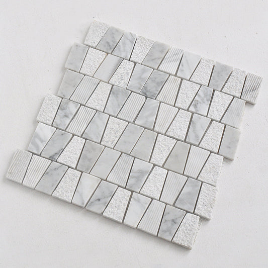 White Marble 11.81 in. x 12 in.  Natural Stone Mixed Finish Mosaic Tile (0.98 sq. ft./ piece)