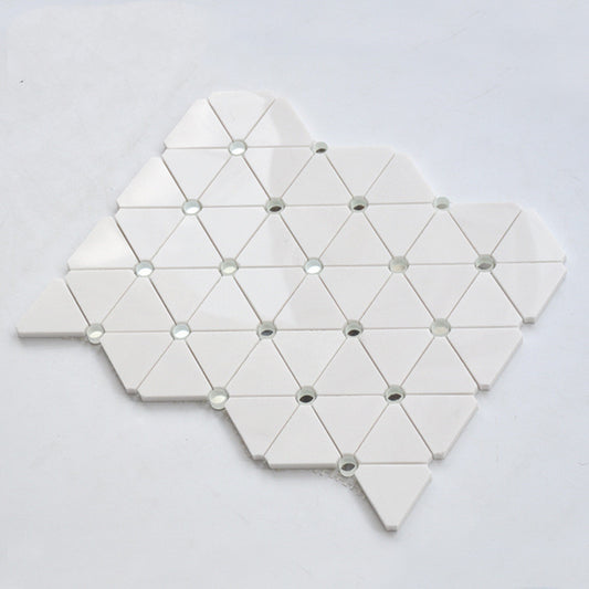 White Marble with Glass Triangle Pattern 10.04 in. x 12.99 in. Polished Mosaic Tile (0.91 sq. ft./ piece)