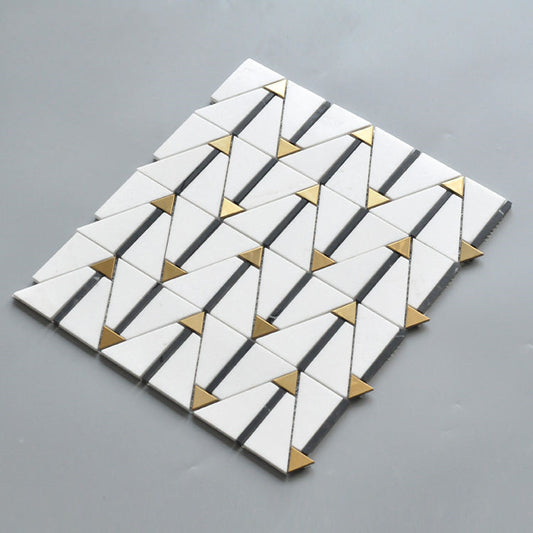 White and Black Marble with Gold Stainless Steel Mosaic Tile 12.2 in. x 13.98 in. (1.18 sq. ft./ piece)